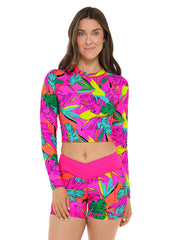 Body Glove Women's Tulum Let It Be Long Sleeve UPF 50 Crop Rash Guard