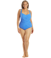 Gottex Women's Lattice Sweetheart Square Neck One Piece Swimsuit
