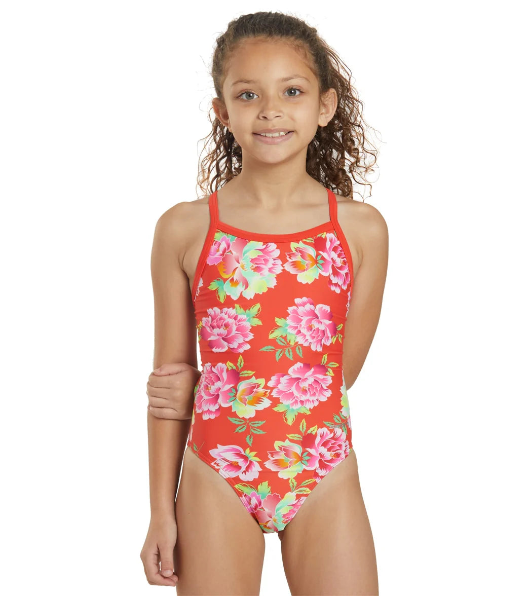 Sporti Chinoiserie Floral Thin Strap One Piece Swimsuit Youth (22-28)