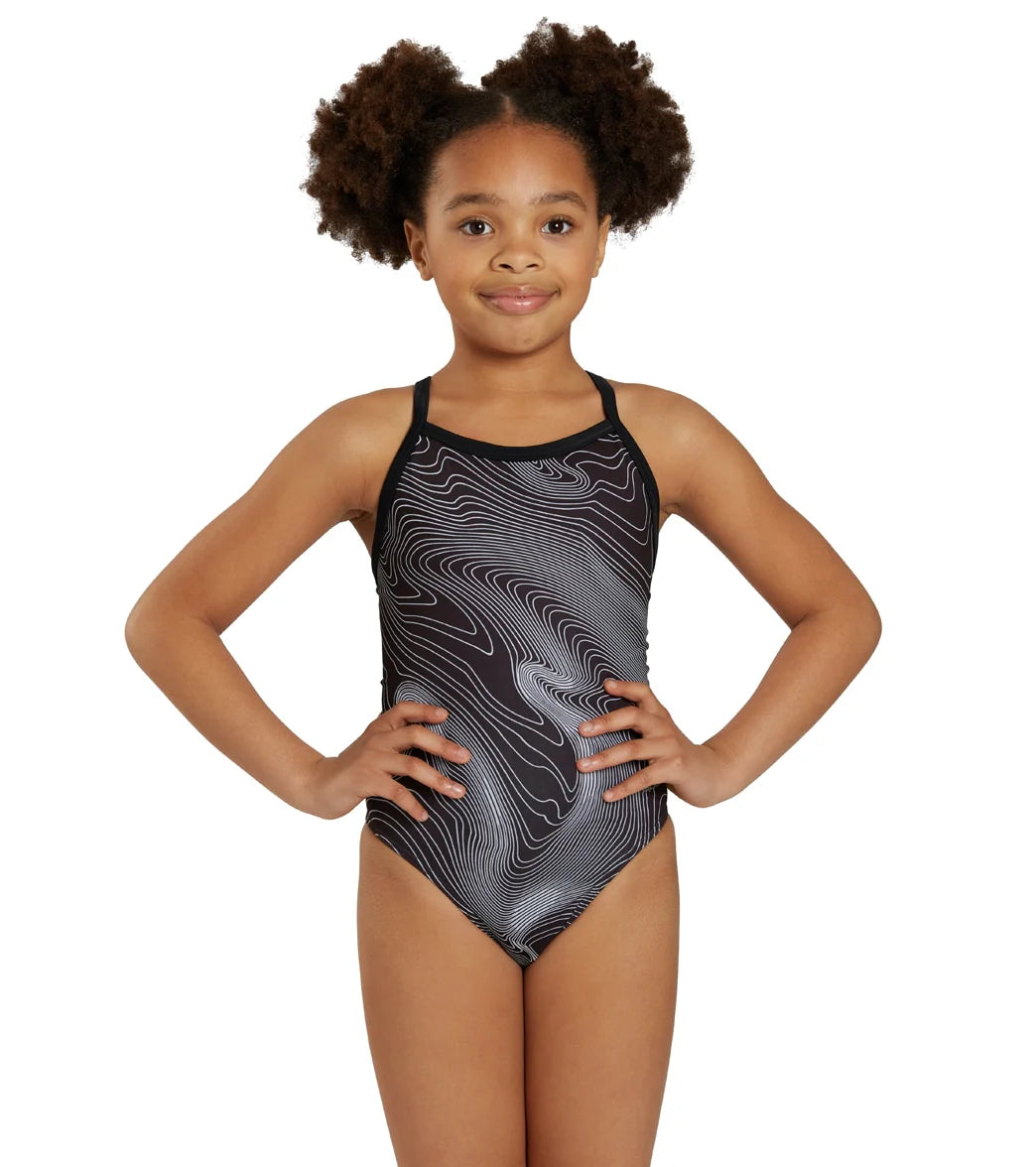 Sporti HydroLast Sonar Waves Thin Strap One Piece Swimsuit Youth (22 - 28)