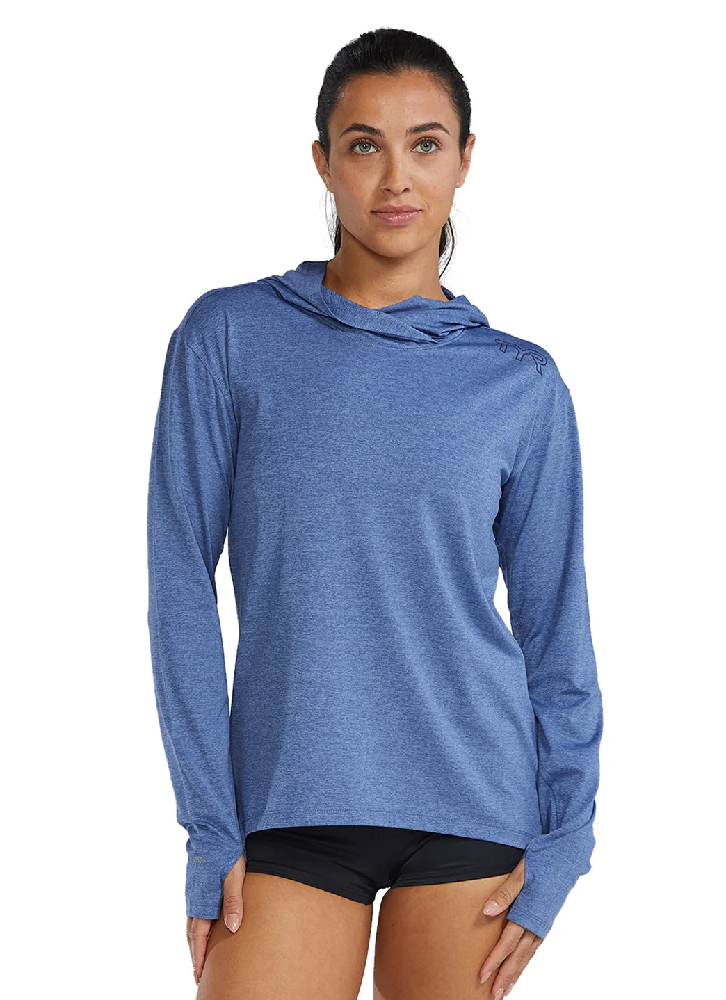 TYR Women's SunDefense Long Sleeve Hooded UPF 50+ Swim Shirt