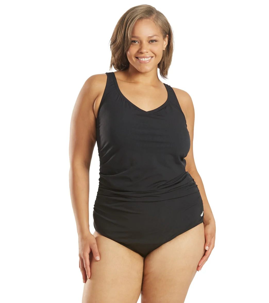 Speedo Women's Plus Side Shirred Contourback One Piece Swimsuit