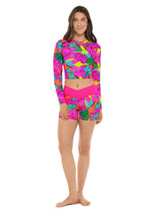 Body Glove Women's Tulum Let It Be Long Sleeve UPF 50 Crop Rash Guard