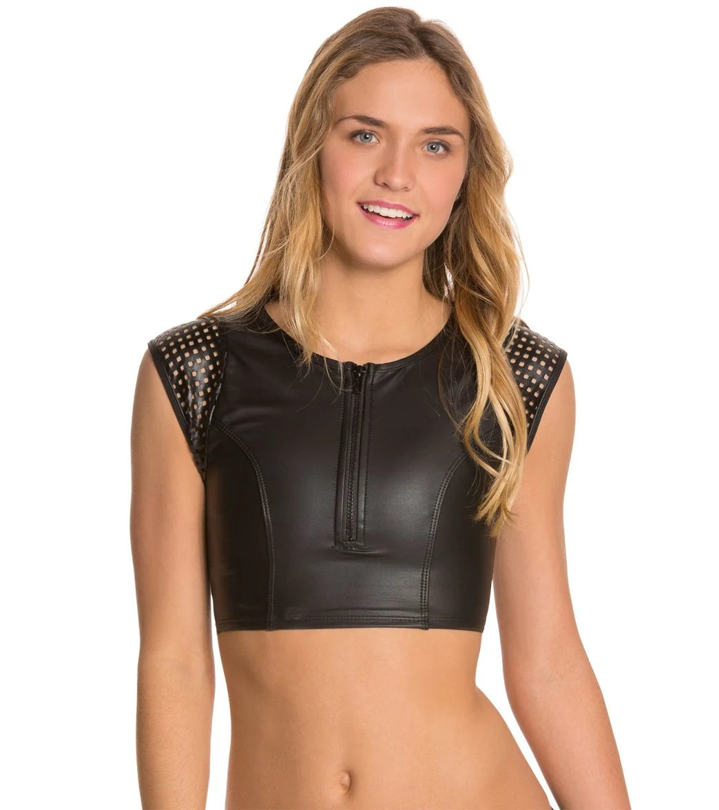 Hurley City Sleek Zip Up Crop Bikini Top