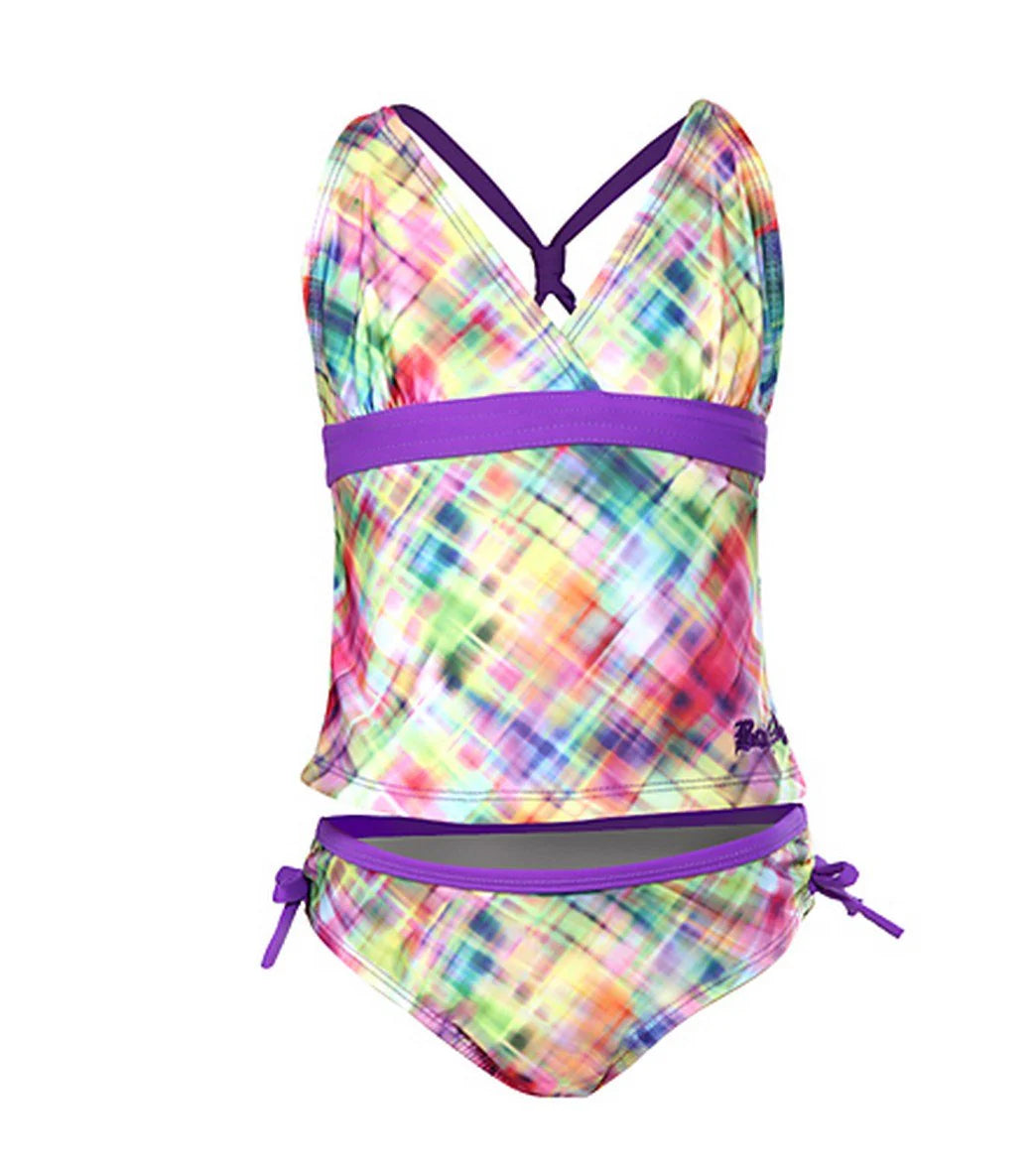 Body Glove Girls' Hazy Plaid Tankini Set