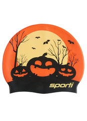 Sporti Pumpkin Mischief Silicone Swim Cap