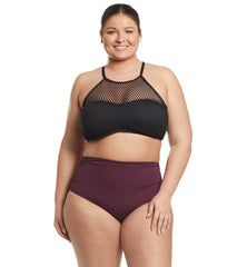Anne Cole Plus Size Live In Color Shirred High Low Bikini Bottom
