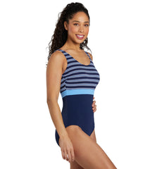 Dolfin Women's Aquashape Color Block Moderate Scoop Back Chlorine Resistant One Piece Swimsuit