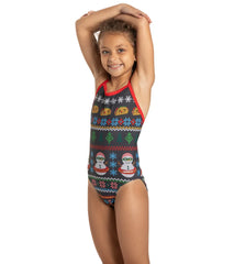 Sporti Granny Sweater Snowman Tacos Thin Strap One Piece Swimsuit Youth (22-28)