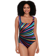 Longitude Women's Zenon Panel Scoopneck Tank Long Torso One Piece Swimsuit