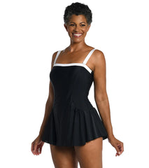 Maxine Women's Solid Bandeau Princess Seam Swim Dress