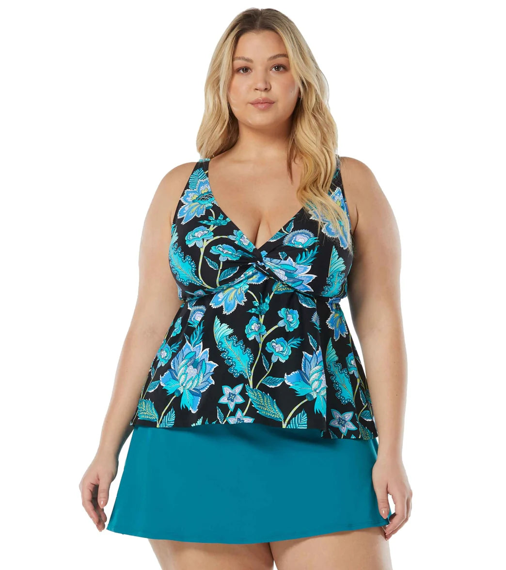 Beach House Women's Plus Size Vineland Floral Willow Fly Away Bodice Tankini Top
