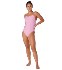 Speedo Vibe Women's Solid T-Back One Piece Swimsuit