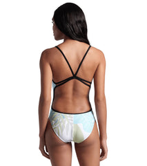 Arena Women's Light Floral Lace Back One Piece Swimsuit