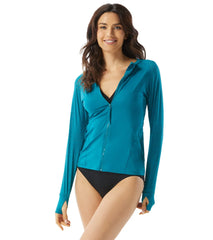 Beach House Paloma Beach Solids Ava  Zip Long Sleeve Rash Guard