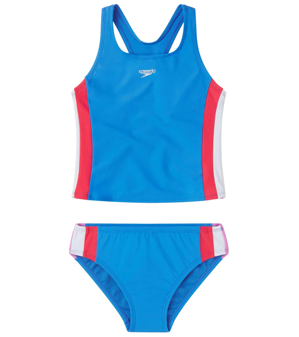 Speedo Girls' Colorblock Two Piece Tankini Set (Big Kid)