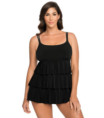 Longitude Women's Night Gala Triple Tier Long Torso Swim Dress