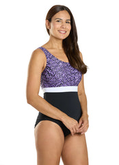 Dolfin Women's Aquashape Harmony Color Block One Piece Swimsuit