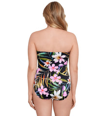 Longitude Women's Elysian Fields Side Shirred Bandeau Long Torso One Piece Swimsuit