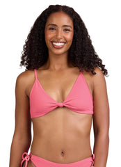 JOLYN Women's Faye Solid Ribbed Front Knot Bikini Top