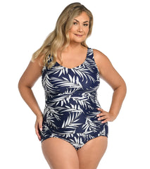 Maxine Women's Plus Size Gold Leaf One Piece Swimsuit