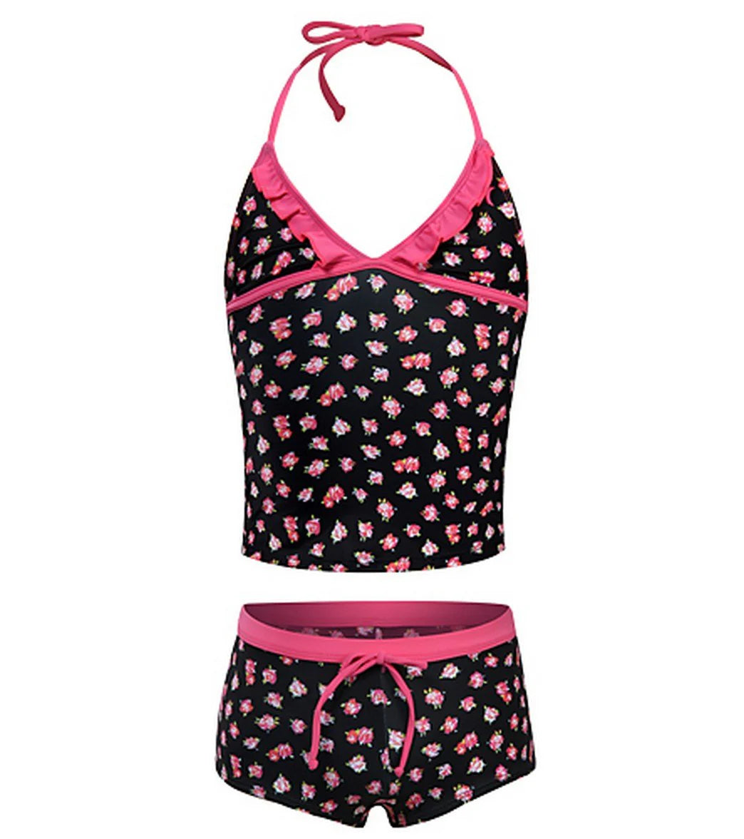 Hurley Youth Girls' Tough Enough Tankini & Boyshort Set