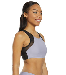 Sporti Active High Neck Color Block Crop Bikini Top