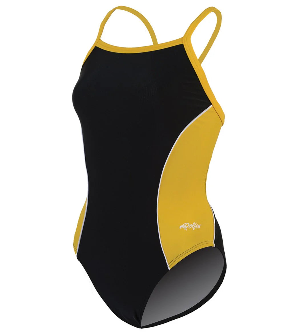Dolfin Women's Team Color Block V-2 Back One Piece Swimsuit