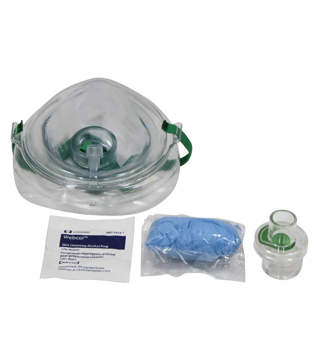 KEMP USA CPR Mask Adult with Gloves & Wipe in Plastic Bag
