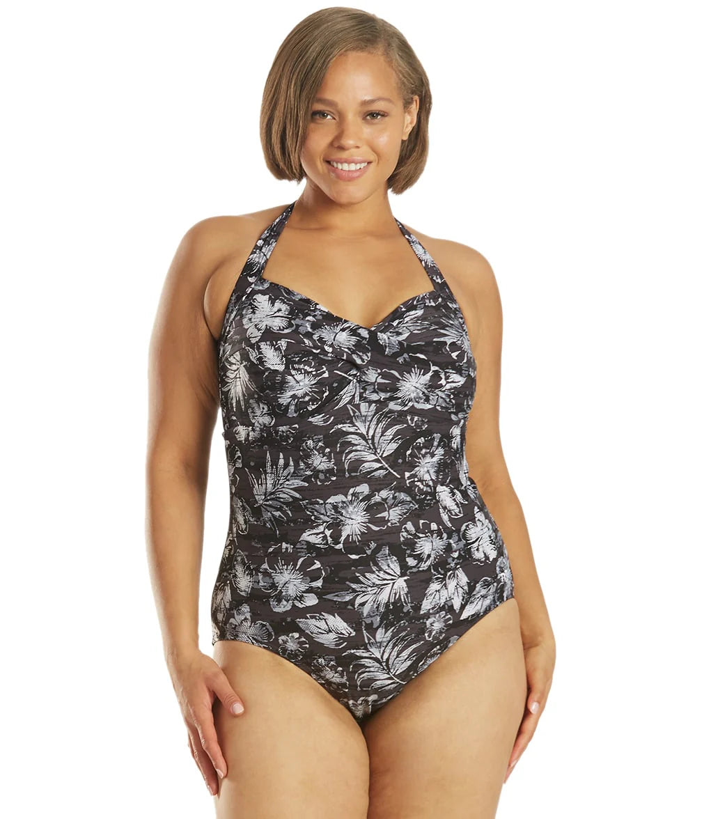 TYR Women's Plus Size Boca Twisted Bra Controlfit Chlorine Resistant One Piece Swimsuit