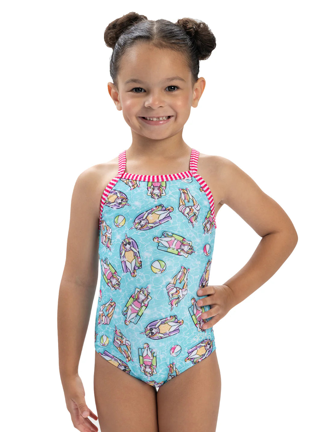 Dolfin Girls' Splish Splash One Piece Swimsuit (Toddler, Little Kid)