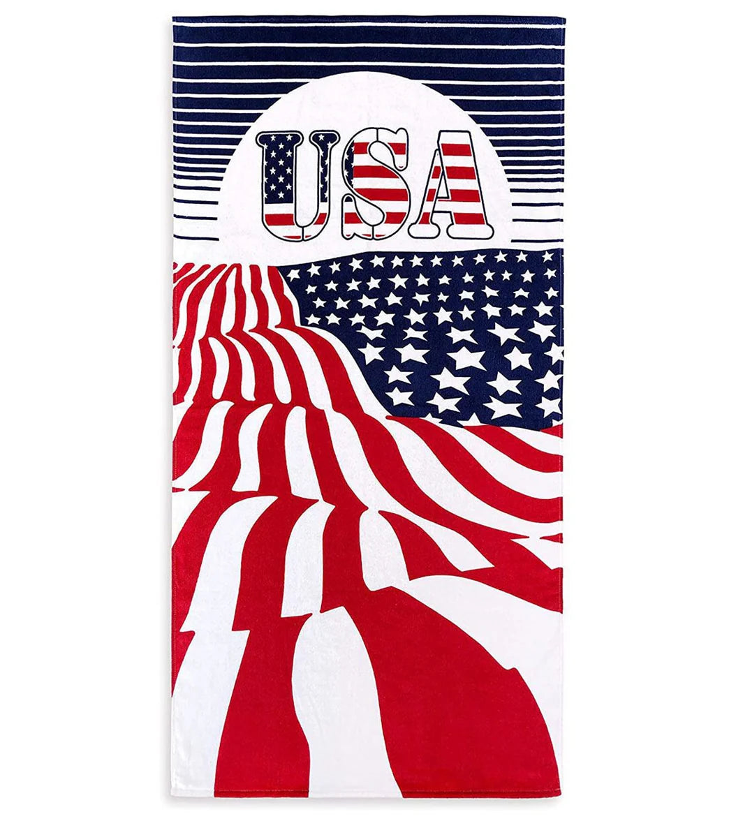 A to Z Towels Usa Sun & Flag Beach Towel 30”X 60”