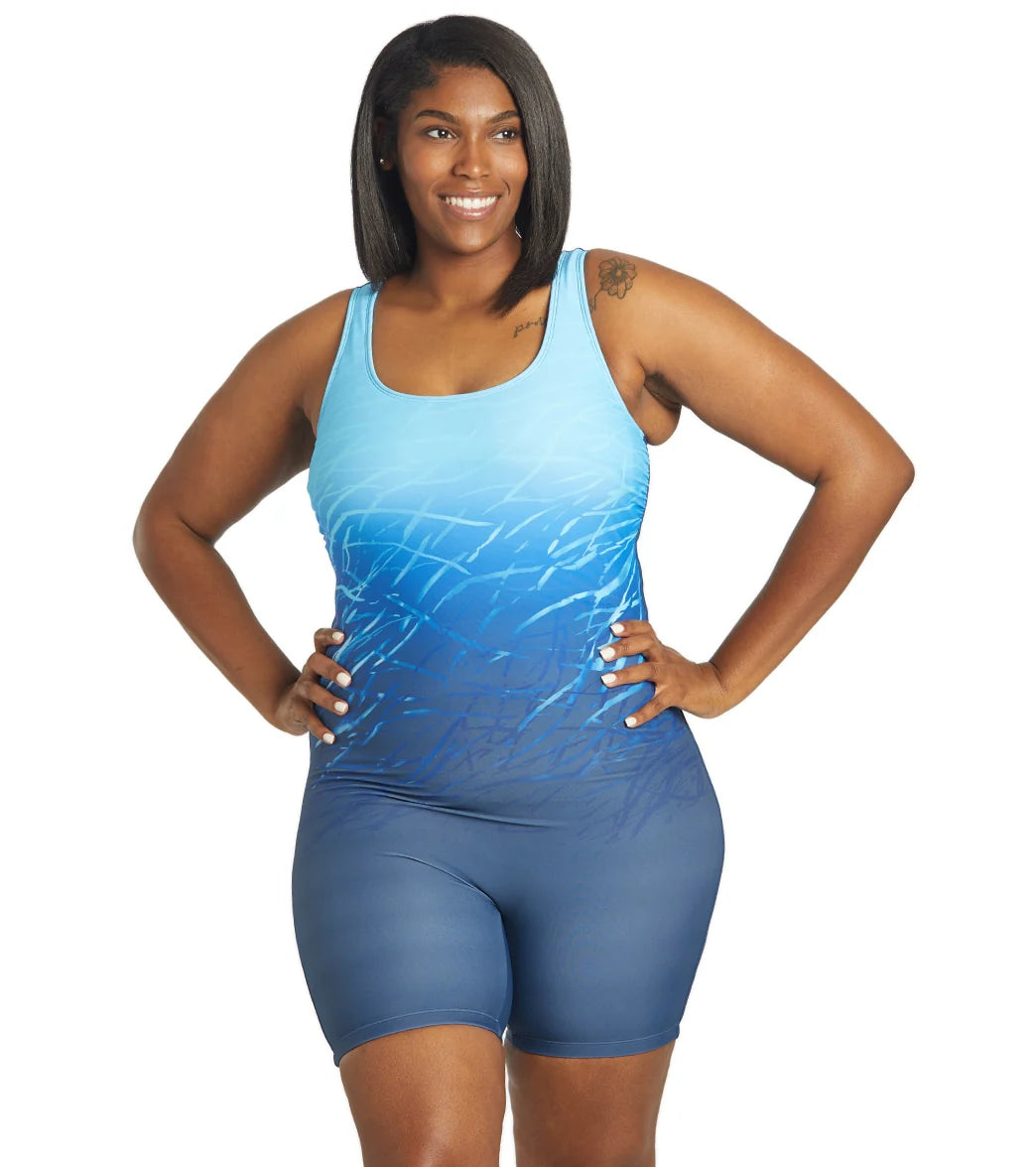 Sporti Plus Size Unitard Printed Ombre One Piece Swimsuit