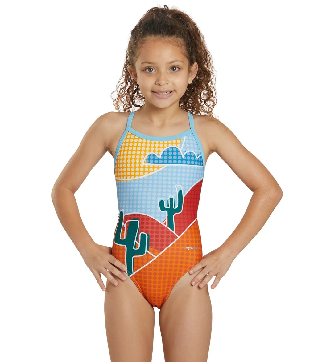 Sporti x aLILscribble Limited Edition Polka Dot Desert Thin Strap One Piece Swimsuit Youth (22-28)