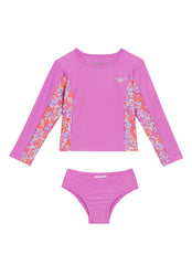 Speedo Girls' Long Sleeve Two Piece Rash Guard Set (Toddler, Little Kid)