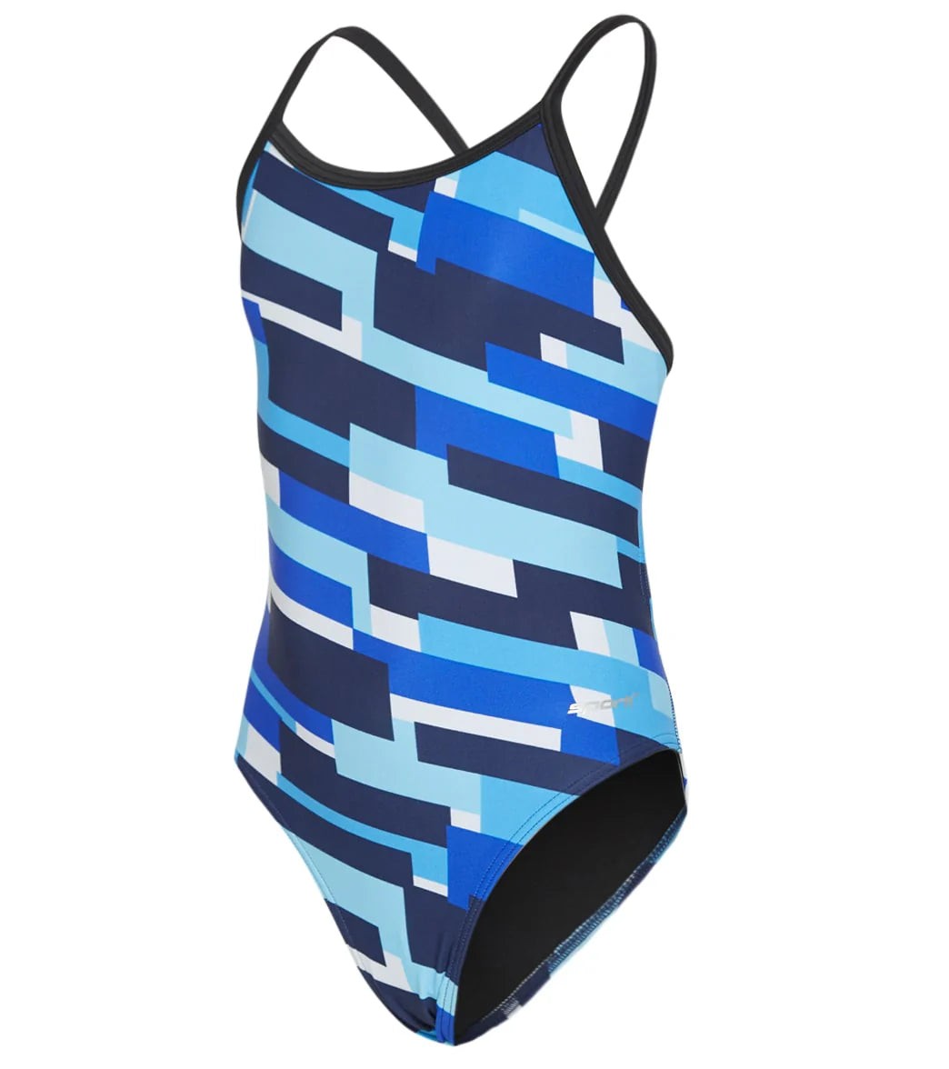 Sporti Cubism Thin Strap One Piece Swimsuit Youth (22-28)