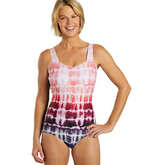 Sporti Shibori Moderate Printed Ombre Sweetheart One Piece Swimsuit