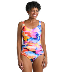 Maxine Women's Watercolor Bliss Over The Shoulder One Piece Swimsuit