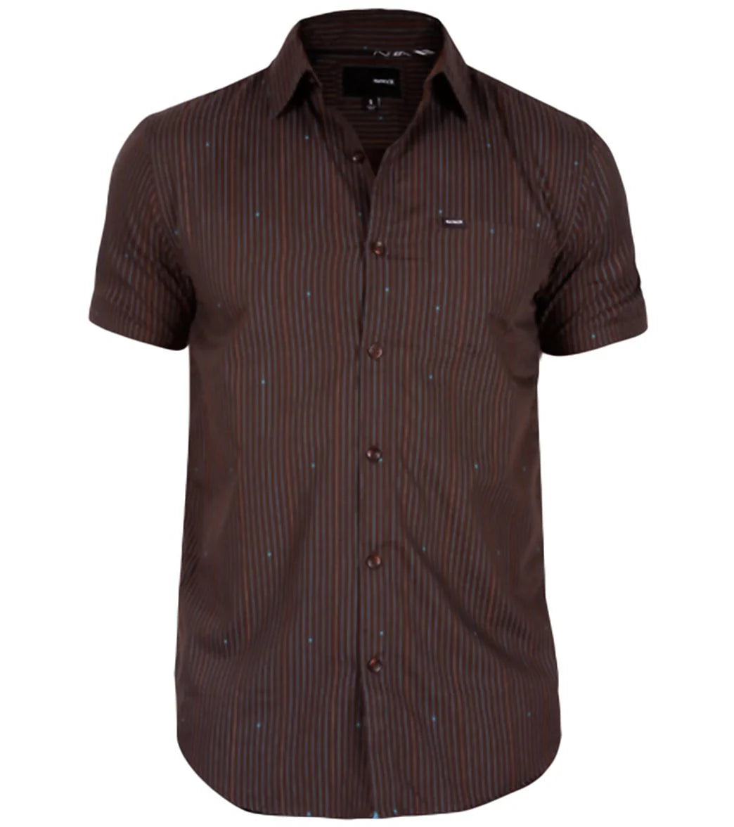 Hurley Guys' Icon Stripe S/S Button Up Shirt