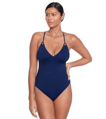Lauren Ralph Lauren Beach Club Solids Strappy Plunge One Piece Swimsuit