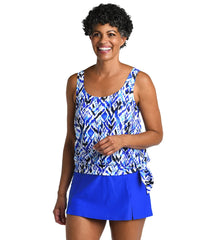 Maxine Women's Global Groove Banded Scoop Blouson Tankini Top