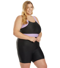 Sporti Plus Size Unitard Colorblock One Piece  Swimsuit