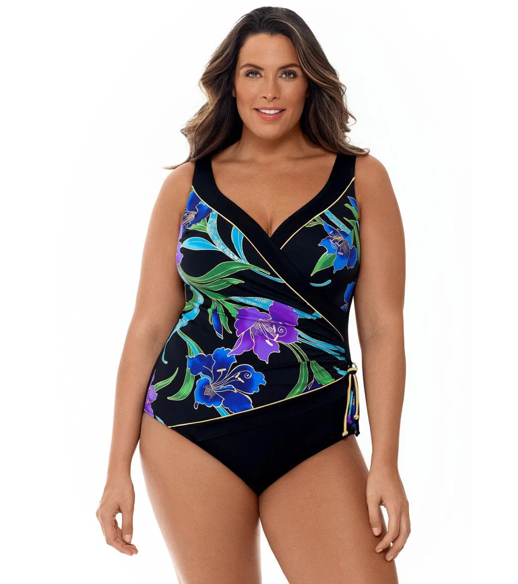 Longitude Plus Size Canton Tassel Surplice One Piece Swimsuit