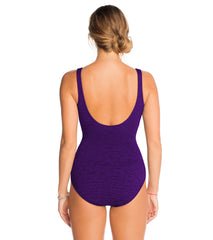 Women's Krinkle By Penbrooke Chlorine Resistant Mock Surplice One Piece Swimsuit
