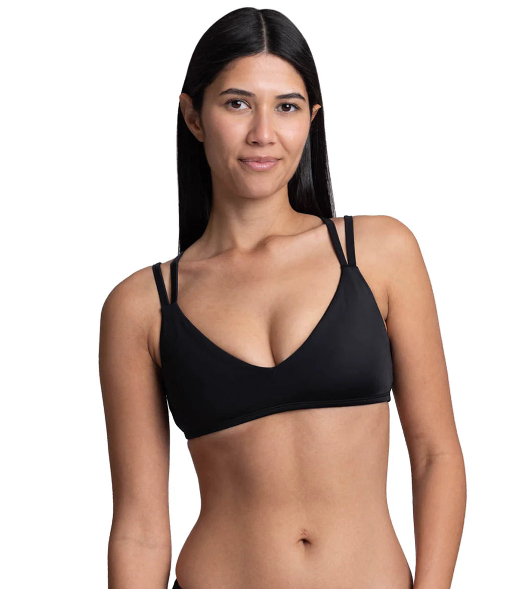 JOLYN's Women's Suzy Solid V Neck Adjustable Strap Bikini Top