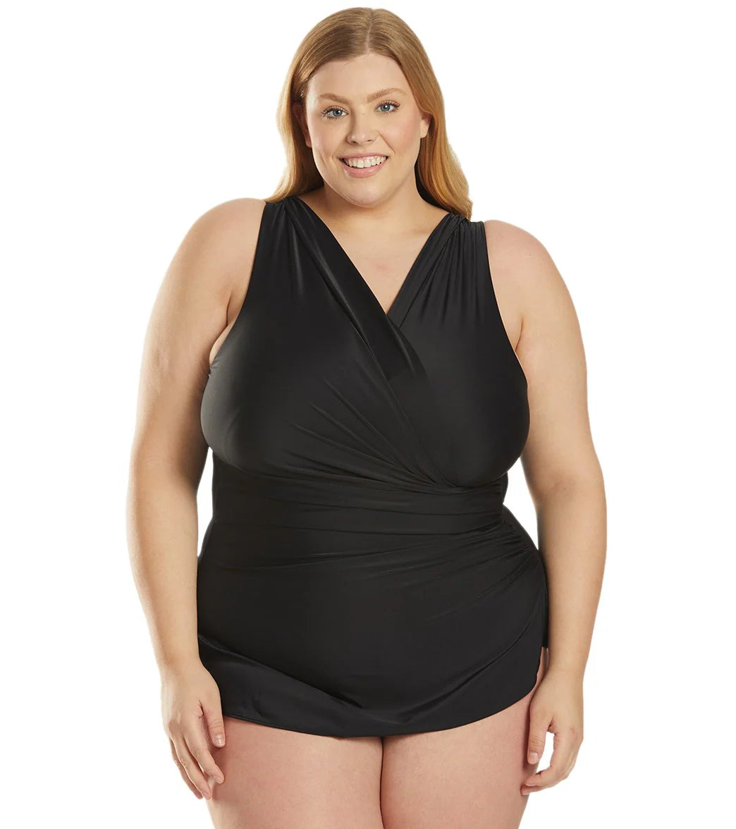 Sporti Plus Size Isabella Tummy Control Wrap One Piece Swimsuit