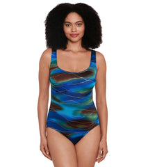 Longitude Women's Bryant Park Double Cross Back Tank Long Torso One Piece Swimsuit