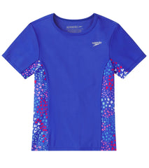Speedo Girl's Short Sleeve Print Splice Rashguard (Little Kid, Big Kid)