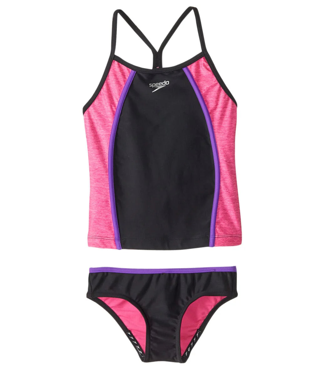 Speedo Girls' Heather Splice Tankini (Big Kid)