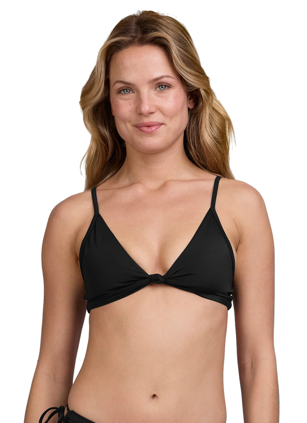 JOLYN Women's Faye Solid Front Knot Bikini Top
